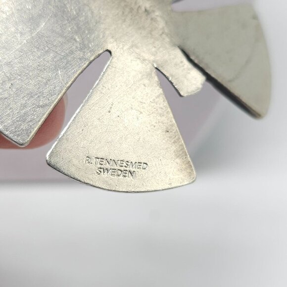 R. Tennesmed Sweden Pewter Butterfly Pendant Necklace With Chain 24 Inches Long - Picture 4 of 7